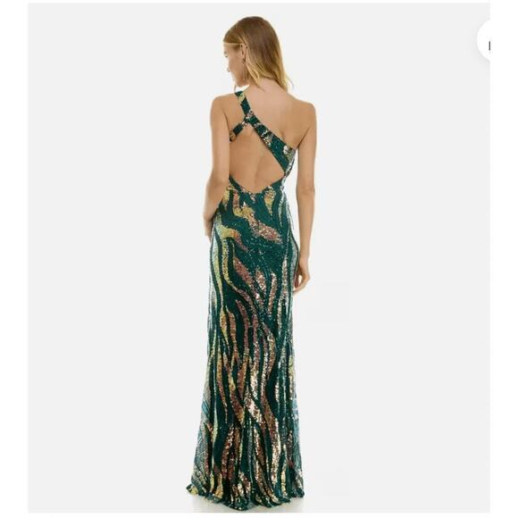 City Studio Size 1 Juniors Green Maxi Mermaid Sequin Prom Gown Dress Unique - Picture 2 of 15